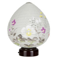 盆提灯 置き提灯 ミニサイズ 極み結花 芙蓉 LED 手漉き美濃和紙張 手書き絵 芙蓉 天然木 ●7営業日で発送／家紋・名入の場合+10日間 1/15より順次発送