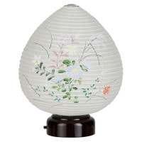 盆提灯 置き提灯 ミニサイズ 極み結花 秋草 LED 手漉き美濃和紙張 手書き絵 小菊に撫子 天然木 ●7営業日で発送／家紋・名入の場合+10日間 1/15より順次発送