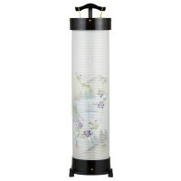 盆提灯 置き提灯 新型行灯 立花 8号 黒檀 40W 絹二重絵 書き絵 鉄仙 完成筒 透明 水玉 ●7営業日で発送／家紋・名入の場合+10日間 1/15より順次発送