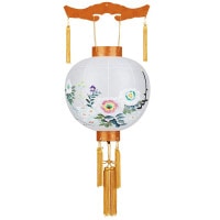 盆提灯 吊り提灯 特撰御殿丸 特撰 雲菊 特五丸 25W 紙張 書き絵 牡丹 紙製 ●7営業日で発送／家紋・名入の場合+10日間 1/15より順次発送