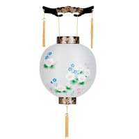 盆提灯 吊り提灯 御殿丸 ゆかり 別一丸 紙張 芙蓉に桔梗撫子 プラスチック ●7営業日で発送／家紋・名入の場合+10日間 1/15より順次発送