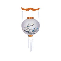 盆提灯 吊り提灯 御殿丸 木目 特三丸 紙張 菊桔梗 プラスチック ●7営業日で発送／家紋・名入の場合+10日間 1/15より順次発送