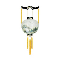 盆提灯 吊り提灯 御殿丸 かがやき 特五丸 25W 絹張 書き絵 山水 プラスチック ●7営業日で発送／家紋・名入の場合+10日間 1/15より順次発送