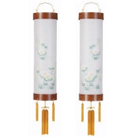 盆提灯 吊り提灯 特撰住吉対柄 特撰 ケヤキ 対柄 9番 40W 紙張二重 書き絵 芙蓉 紙製 対箱入 ●7営業日で発送／家紋・名入の場合+10日間 1/15より順次発送