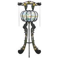 盆提灯 置き提灯 霊前灯 葵 2号 対入 40W プラスチック 完成筒 青 水玉 ●7営業日で発送／家紋・名入の場合+10日間 1/15より順次発送