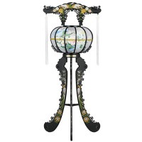 盆提灯 置き提灯 霊前灯 葵 2号 1個入 40W プラスチック 完成筒 青 水玉 ●7営業日で発送／家紋・名入の場合+10日間 1/15より順次発送