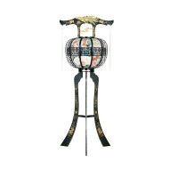 盆提灯 置き提灯 霊前灯 かみじま 黒 1個入 40W プラスチック 完成筒 青 水玉 ●7営業日で発送／家紋・名入の場合+10日間 1/15より順次発送