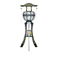 盆提灯 置き提灯 霊前灯 たいせい 黒 1個入 二連灯 40W プラスチック 完成筒 青 水玉 10営業日以内に発送 1/15より順次発送