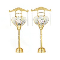 盆提灯 霊前灯 張 3号 ゴールド 対入 15W プラスチック 完成筒 青 水玉 6603 ●7営業日で発送／家紋・名入の場合+10日間 1/15より順次発送