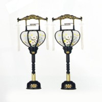 盆提灯 霊前灯 張 1号 対入 15W プラスチック 完成筒 青 水玉 6611 ●7営業日で発送／家紋・名入の場合+10日間 1/15より順次発送