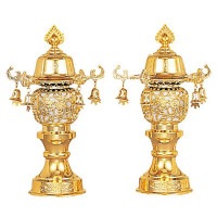 盆提灯 霊前灯 7号 鈴付 ゴールド 対入 5W プラスチック ●7営業日で発送／家紋・名入の場合+10日間 1/15より順次発送