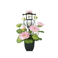 盆提灯 霊前灯 こもれび蓮 ピンク 1個入 15W プラスチック 合成繊維 完成筒 青 水玉 10営業日以内に発送 1/15より順次発送