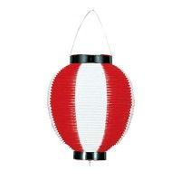 盆提灯 装飾提灯 七寸丸 ポリ 中 ポリ提灯 赤白 ●7営業日で発送／家紋・名入の場合+10日間 1/15より順次発送