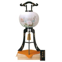 盆提灯 銘木行灯 12号加賀本金箔四季花 25W白 7営業日以内に発送　