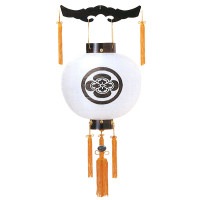 盆提灯 家紋入り提灯 尺一丸黒檀 白絹張 7営業日以内に発送　