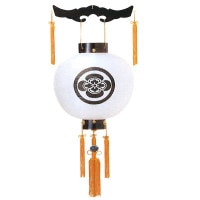 盆提灯 家紋入り提灯 尺二丸黒檀 白絹張 7営業日以内に発送　