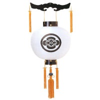 盆提灯 家紋入り提灯 尺三丸黒檀 白絹張 7営業日以内に発送　