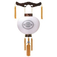 盆提灯 家紋入り提灯 尺三丸紫檀 白絹 二重張 7営業日以内に発送　