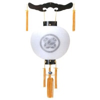 盆提灯 家紋入り提灯 尺五丸黒檀 白絹張 二重張 受皿付 電装別売 7営業日以内に発送　