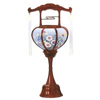 盆提灯 霊前灯 張特小 木目 絵 15Wクリア 7営業日以内に発送　