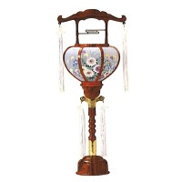 盆提灯 霊前灯 張1号 木目 絵 15Wクリア 7営業日以内に発送　