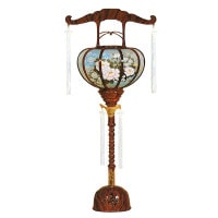 盆提灯 霊前灯 張4号 木目 絵 15Wクリア 7営業日以内に発送　
