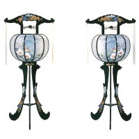 盆提灯 霊前灯 双樹 黒 40Wクリア 一対 7営業日以内に発送　