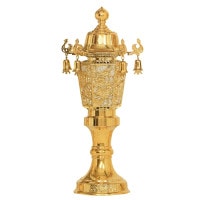 盆提灯 霊前灯 13号 鈴付 角 ゴールド 5W白 一対 7営業日以内に発送　