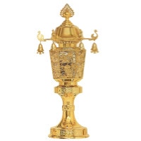 盆提灯 霊前灯 18号 鈴付 角 ゴールド 15Wクリア 一対 7営業日以内に発送　