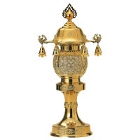 盆提灯 霊前灯 15号 鈴付 ゴールド 5W白 一対 7営業日以内に発送　