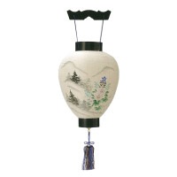 盆提灯 創作提灯 特選本美濃和紙本塗 書絵 25W白 7営業日以内に発送　