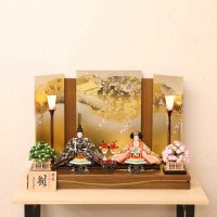 雛人形 新古今雛 正絹帯お衣裳 三五親王飾り 凛皇平飾台屏風 横幅80cm