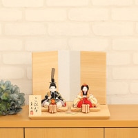 雛人形 木目込み マール 親王飾り ブルーかのこ 木目ナチュラル 二曲?風 ティピシリーズ 横幅30cm