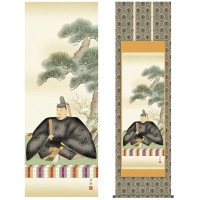 掛け軸 床の間 モダン 和風 尺五 慶祝画掛軸 天神 小野 洋舟 幸洋会 約54.5cm 190cm 金襴緞子本丸表装 二重筋廻仕様 10年間保証 収納箱 防虫香 風鎮 付き 1/15以降順次発送