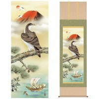 掛け軸 床の間 モダン 和風 尺五 開運画掛軸 吉祥初夢福徳図 瀬田 功舟 洛友会 約54.5cm 190cm 洛彩緞子本表装 10年間保証 収納箱 防虫香 風鎮 付き 1/15以降順次発送