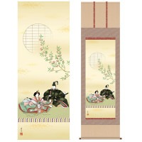 掛け軸 床の間 モダン 和風 尺五 桃の節句 段雛 西尾 香悦 三美会 約54.5cm 190cm 洛彩緞子本表装 表装品質10年間保証 収納箱 防虫香 風鎮 付き  1/15以降順次発送
