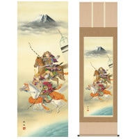 掛け軸 床の間 モダン 和風 尺五 端午の節句 大成武者 工藤 翔悠 悠創会 約54.5cm 190cm 洛彩緞子本表装 筋廻仕様 10年間保証 収納箱 防虫香 風鎮 付き 1/15以降順次発送