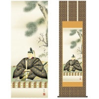 掛け軸 床の間 モダン 和風 尺三 慶祝画掛軸 天神 長江 桂舟 三美会 約44.5 164cm 金襴緞子本丸表装 筋廻仕様 10年間保証 収納箱 防虫香 風鎮 付き 複製画 1/15以降順次発送