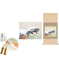 掛け軸 床の間 モダン 和風 尺五 牡丹雪 上村松園 洛彩緞子本表装 約54.5 115cm 新絹本 10年間保証   収納箱 防虫香 風鎮 付き 1/15以降順次発送