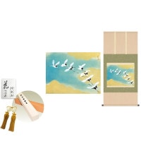 掛け軸 床の間 モダン 和風 尺五 虹の如く 川端龍子 洛彩緞子本表装 約54.5 115cm 新絹本 10年間保証   収納箱 防虫香 風鎮 付き 1/15以降順次発送