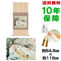掛け軸 床の間 モダン 和風 尺五 花筏 川合玉堂 洛彩緞子本表装 約54.5 115cm 新絹本 表装品質10年間保証 収納箱 防虫香 風鎮 付き 複製画 1/15以降順次発送