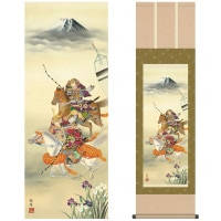 掛け軸 床の間 モダン 和風 尺三 端午の節句 大成武者 工藤 翔悠 悠創会 約44.5 164cm 洛彩緞子本表装 10年間保証   収納箱 防虫香 風鎮 付き 1/15以降順次発送