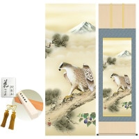 掛け軸 床の間 モダン 和風 尺五 一富士二鷹三茄子 瀬田功舟 洛彩緞子本表装 約54.5 190cm 新絹本 10年間保証   収納箱 防虫香 風鎮 付き 1/15以降順次発送