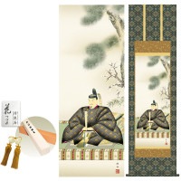 掛け軸 床の間 モダン 和風 天神 長江桂舟 洛彩緞子本丸表装 約44.5 164cm 新絹本 10年間保証   収納箱 防虫香 風鎮 付き 1/15以降順次発送