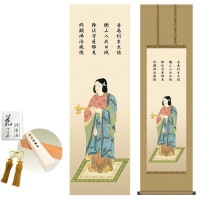 掛け軸 床の間 モダン 和風 聖徳太子 榎本東山 洛彩緞子丸表装 約44.5 164cm 新絹本 10年間保証   収納箱 防虫香 風鎮 付き 1/15以降順次発送