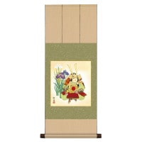 掛け軸 床の間 モダン 和風 色紙 五月 色紙 節句画 色紙掛 八坂緞子 色紙セット 稚児武者 工藤翔悠 サイズ幅31cm 高さ80cm 表装洛彩緞子 綿支那パー 手彩特色工芸色紙付き 1/15以降順次発送