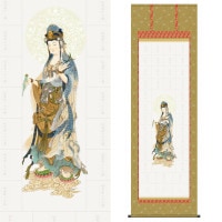 掛け軸 床の間 モダン 和風 仏 観音 納経集印掛軸 三十三ヶ所巡礼用 本格表装掛軸タイプ 坂東三十三ヶ所 サイズ幅54.5cm 高さ185cm 本紙特製布地 紙箱収納巨匠 複製画 1/15以降順次発送