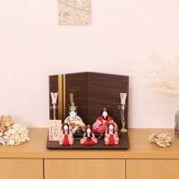 雛人形 木目込み 五人飾り マール 二曲屏風 横幅30cm