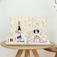 雛人形 親王飾り ひひな ぷり姫シリーズ 柳親王  花柄二曲屏風 ティピシリーズ 横幅38cm