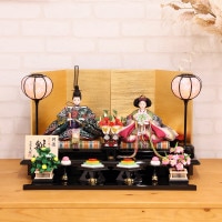 雛人形 工房天祥オリジナル 新古今雛 小三五親王飾り 正絹帯 金屏風 高級雛人形 横幅60cm